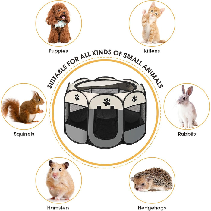 Складана переносна вольєр для собак та котів 74x74x43 см - ідеально для дому та вулиці