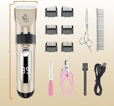 Професійна машинка для стрижки тварин IPX7: тиха, бездротова, для собак та котів. Підходить для всіх типів шерсті