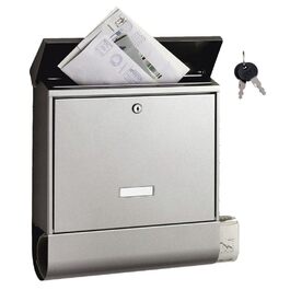 Поштова скринька Burg-Wächter з газетницею та табличкою для імені, нержавіюча сталь, формат DIN C4, 2 ключі, AMZ 2500 NI