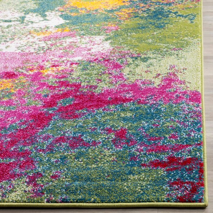 Килим SAFAVIEH Abstrakt для вітальні, їдальні, спальні - Watercolor Collection, короткий ворс, зелений та фуксія, 201 x 274 см