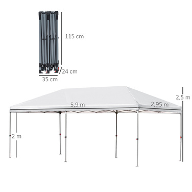 Павільйон Outsunny, розкладний, для саду, Pop-Up, 5,9x2,95x2,5м, сталевий каркас, Oxford-тканина з сіткою, з сумкою для перенесення, кремово-білий, для вечірок та заходів у саду