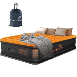 Надувний матрац Luftbett 2-місний з електронасосом, 203x152x40 см, до 300 кг, помаранчевий