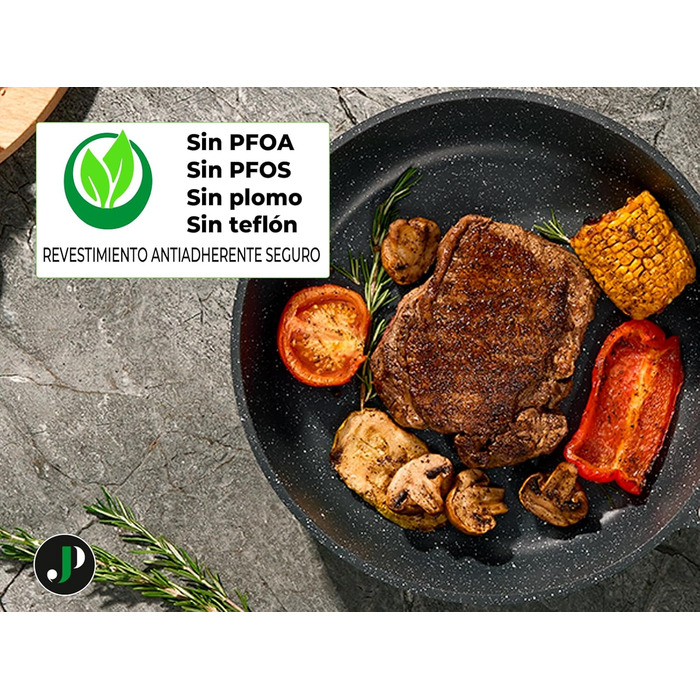 Набір посуду для індукції JUST PERFECTO з антипригарним покриттям та скляними кришками. Без PFOA/PTFE. Алюміній, кераміка.