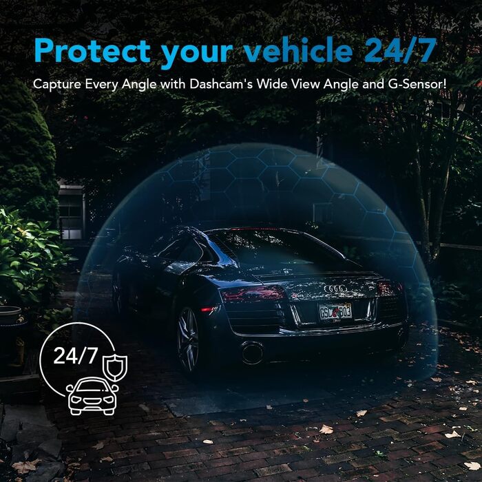 Відеореєстратор AutoSky 4K Dual GPS WiFi з двома камерами: фронтальна 4K Ultra HD, задня 1080P, широкий кут 140°, G-сенсор, циклічна та часова зйомка, нічне бачення, детекція руху