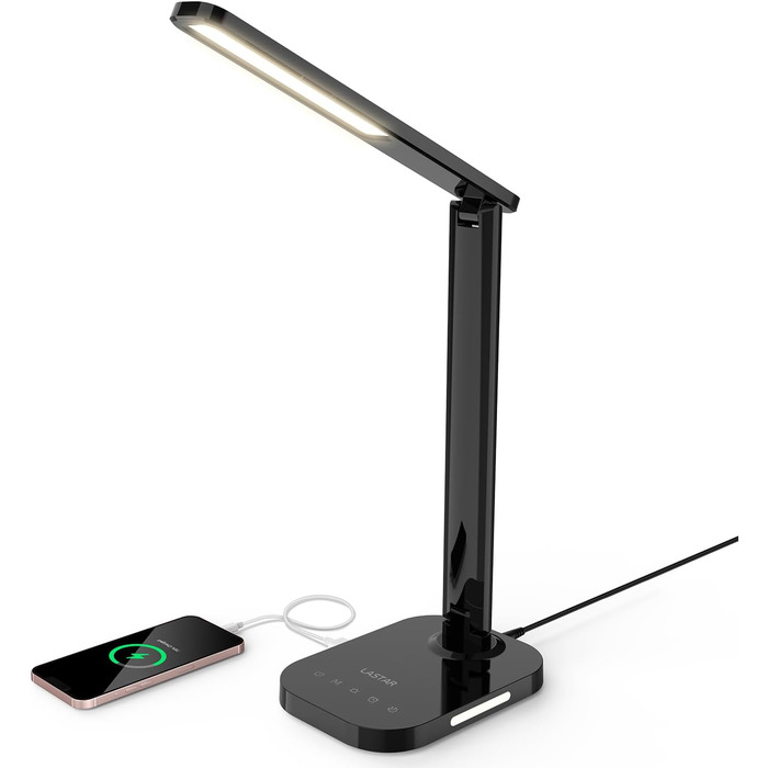 LED-лампа настільна LASTAR з USB-зарядкою, диммуванням, 5 режимами, таймером та нічним світлом