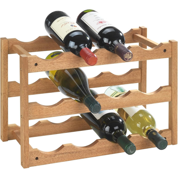 WENKO Stool Norway, warm accented square high-quality living stool with clear lacquer seal, natural solid walnut wood, Scandinavian design, 40 x 46 x 30 cm, Natural (Wine Rack)