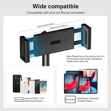 Підставка для мікрофона Aokeo з регульованою стійкою, чохол, тримач для планшету, для співу та запису голосу