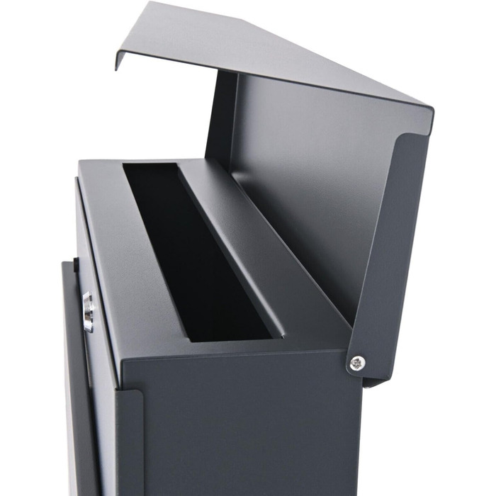 Поштова скринька Verda Anthrazit з газетницею, порошкове покриття AkzoNobel, 2 ключі, табличка з ім'ям, персоналізована, дизайнерська настінна, нержавіюча сталь (Sn3645-1)