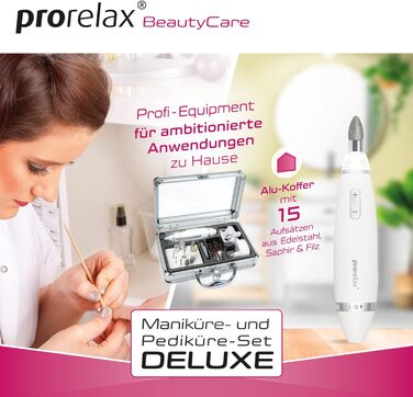 Набір для манікюру та педикюру Prorelax | Професійний догляд за руками та ногами вдома та в дорозі | 5 насадок з хірургічної сталі (Deluxe)