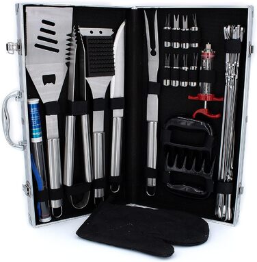 Набір аксесуарів для гриля Kyto BBQ 39 предметів з кейсом: гриль-набір, посуд для барбекю, аксесуари для гриля та мангала, для дачі, кемпінгу, подарунок для чоловіка