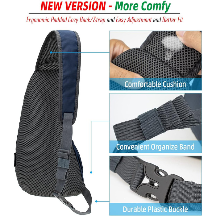 Водонепроникна нагрудна сумка-рюкзак Gisdanchz з нейлону (41*21*10 см) - для спорту, подорожей
