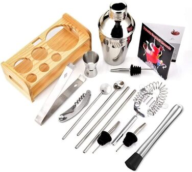 Набір для приготування коктейлів 15 предметів, 550 мл, нержавіюча сталь, барменський набір, бартова аксесуар, подарунковий набір для дому