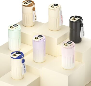 Термокружка для кави HomeAlexa з цифровим дисплеєм, 410 мл, нержавіюча сталь 316, ізольована, з кришкою, для подорожей