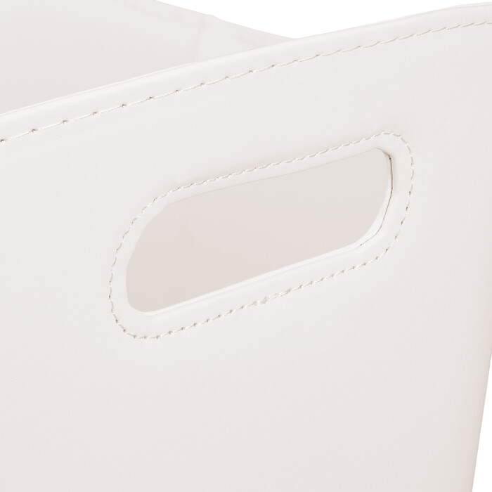 Relaxdays Cream White Wooden Basket with Faux Leather