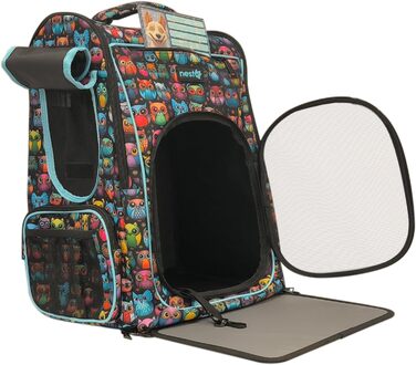 Рюкзак для собак та котів до 5 кг, ергономічний, з вентиляцією, для подорожей (Блакитні Сови)