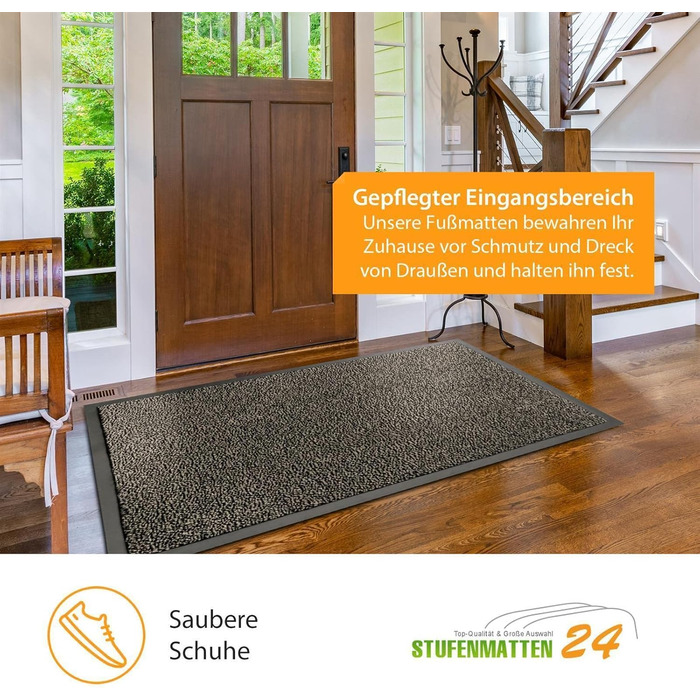 Килимок вхідний Kettelservice-Metzker® Sauberlaufmatte бежево-чорний меланж 60x90 см