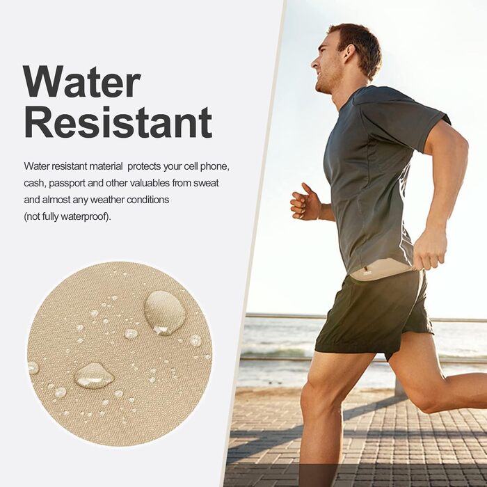 RFID-захисний пояс-сумка для чоловіків та жінок, для подорожей та бігу, чорний/бежевий, ширина пояса: 3.7 см