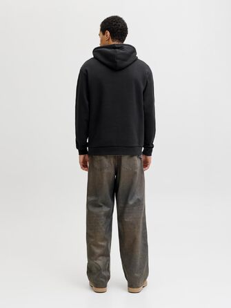 Чоловічий однотонний худі Jack & Jones з капюшоном, чорний, розмір XL