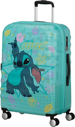Чемодан American Tourister Wavebreaker Disney FL Spinner L, 77 см, 96 л, коліщата, матова поверхня, Disney Stitch Flower