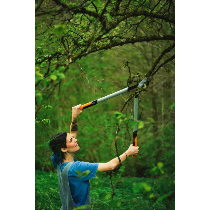 Fiskars PowerGear X Bypass Pruning Shears for Fresh Wood, Non-Stick Coated, Hardened Precision Steel, Length: 80 cm, Black/Orange, LX98-L, 1020188