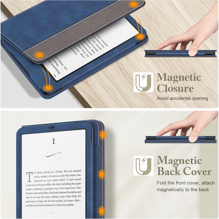 Чохол Fintie для Kindle Paperwhite 12-го покоління (2024/2025) з підставкою, петлею та авто-сон/пробудження, чорний (Denim Indigoblau)