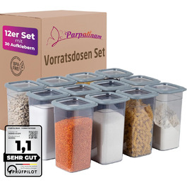 Airtight Storage Containers with Lids, 12-Piece 1.44L Storage Container Set, Storage Boxes Kitchen Organizer, BPA Free, Kitchen Storage & Organization for Cornflakes Flour Cereal