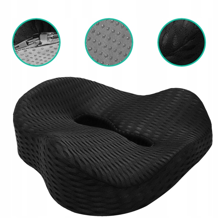 Ортопедична подушка для сидіння Medi Sleep, чорна, з ефектом пам'яті (Memory Foam), розмір M