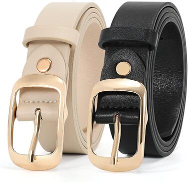 Жіночий шкіряний ремінь WHIPPY великого розміру, модний ремінь з натуральної шкіри з надійною пряжкою для джинсів, штанів, суконь (I-чорний + Бежевий (золота пряжка), 3XL:150см (підходить для талії 134-145см))