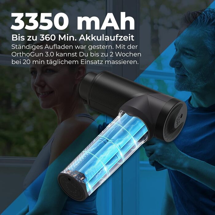 Масажер для тіла OrthoMechanik® 3.0 OrthoGun з додатком та 7 насадками | 160W, 5 інтенсивностей | З кейсом | До 360 хв роботи