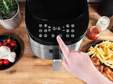 Фритюрниця GASTROBACK Air Pro XXL: 6.5 л, 8 програм, сенсорне керування, срібно-чорний колір