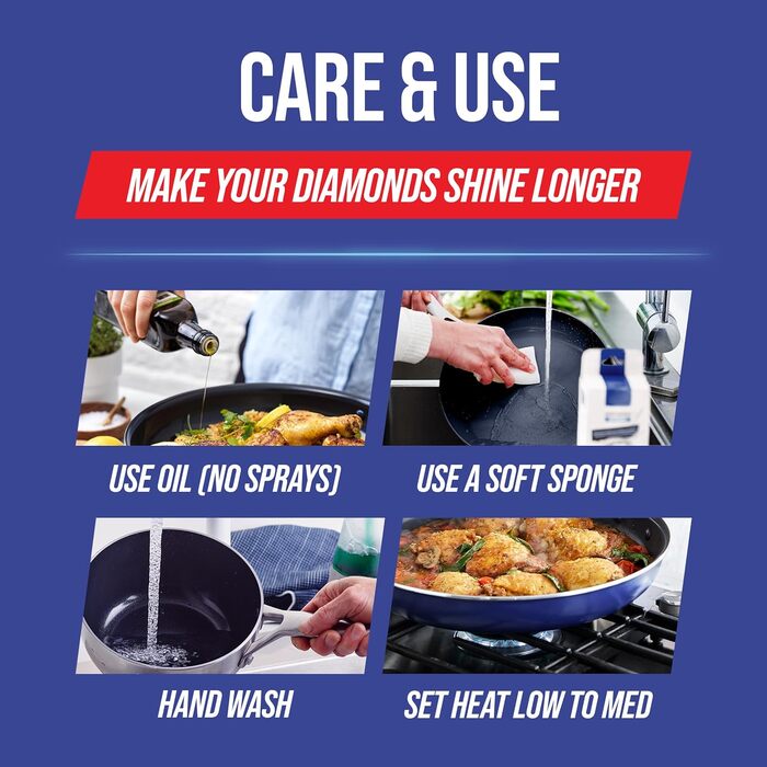 Набір посуду Blue Diamond Cookware 15 предметів: сковороди, каструлі з нержавіючої сталі з алмазним покриттям, антипригарні, індукційні, придатні для миття в посудомийній машині та духовці, без PFAS, багатошарові, срібні