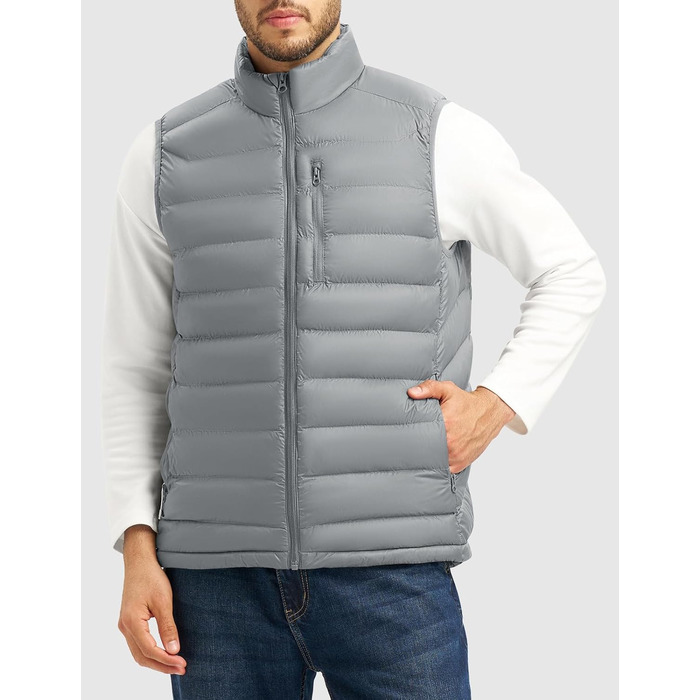 Чоловіча жилетка Rdruko з утеплювачем, світло-сіра, для активного відпочинку та туризму, 5 кишень (XXL)