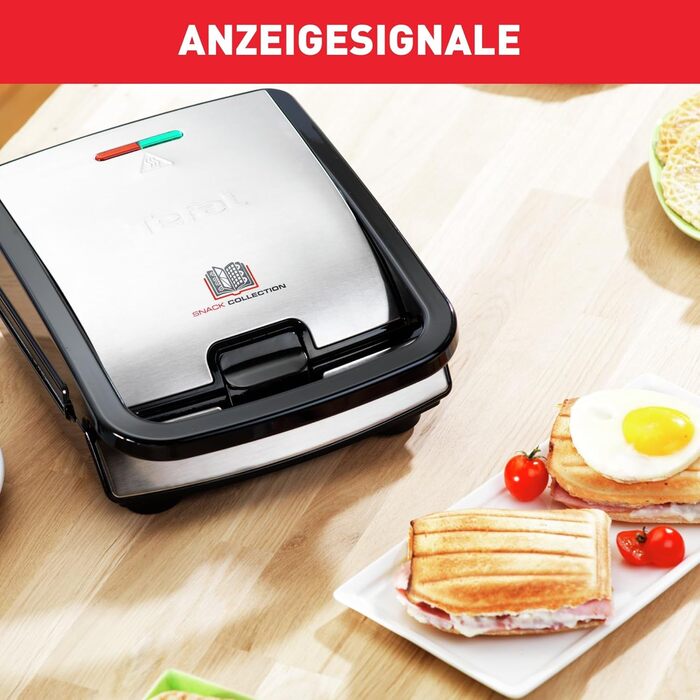 Мультифункціональний вафельниця і сендвічниця Tefal SW852D Snack Collection, антипригарне покриття, 700 Вт, змінні пластини, для вафель і сендвічів, чорний/сріблястий
