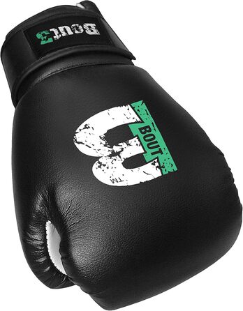 Дитячі боксерські рукавички BOUT3® для кікбоксингу, муай-тай, спарингу та тренувань | Рукавички для боксерського мішка | Рукавички для бойових мистецтв, чорні, 6 Oz (6-8 років)