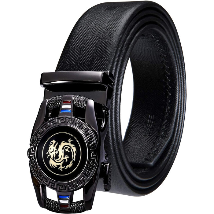 Чоловічий шкіряний ремінь Barry Wang чорного кольору з автоматичною пряжкою (3 варіанти), регульований бізнес-пояс, довжина 130 см, у подарунковій коробці