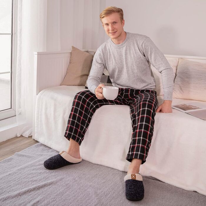 Чоловічі тапочки ULTRAIDEAS з плюшем, теплі зимові тапочки з ворсистим підкладкою, зручні тапочки з піною Memory Foam, антиковзка гумова підошва, для дому та вулиці, розмір 42/43 EU, темно-сірий