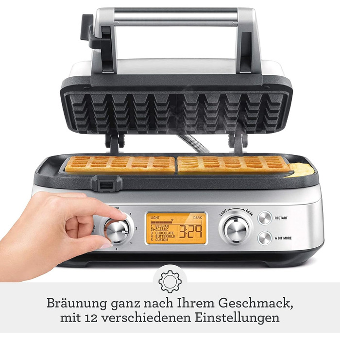 Sage - The Smart Waffle Pro - Waffle Iron - Belgian Waffles - Kitchen Appliances, Waffle Maker - Brushed Stainless Steel