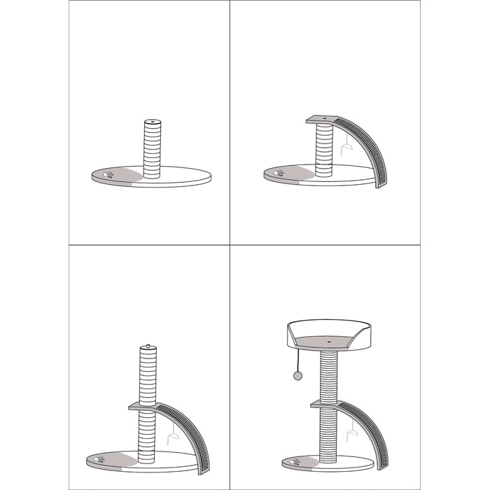 Дерев'яний кігтечка для котів Beltom® Kratzbaum 54 см, рожево-білий. Ігровий комплекс для котів