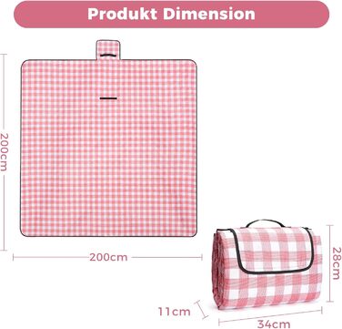 Плед для пікніка Oak & Tea 200x200 см, водонепроникний, ізолюючий, червоний. XXL килимок для пляжу, кемпінгу, відпочинку на природі з міцного Оксфорду