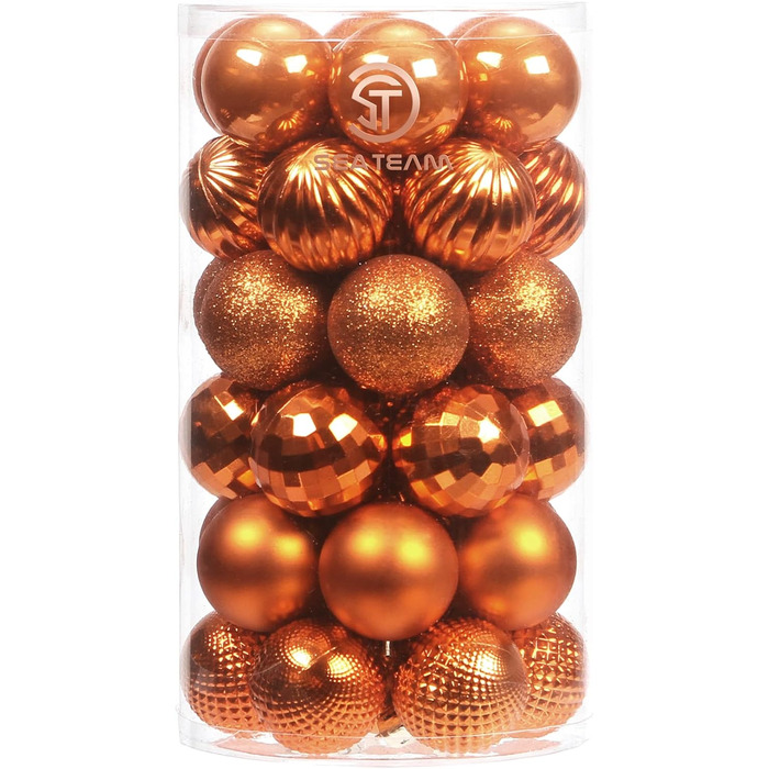 41 штука прикрас для ялинки Sea Team з міцного пластику з ниткою, середні (60 мм, 40 мм), помаранчевий колір