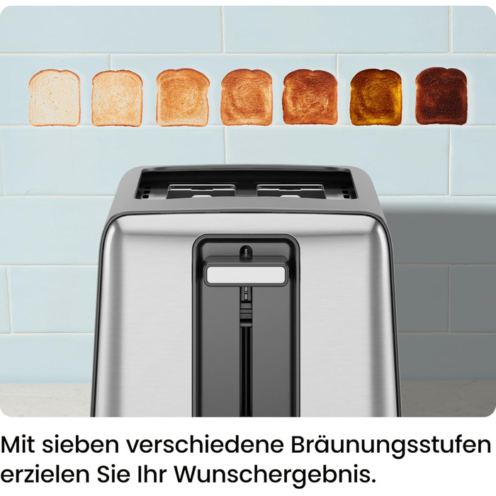 Тостер Chefman з 2-ма слотами, 7 ступенів підсмажування, знімний піддон для крихт, для товстого хліба та багелів, розморожування, зупинка, функція грилю – чорний