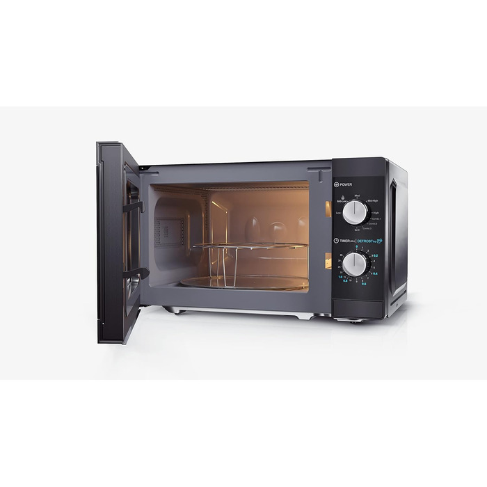 Мікрохвильова піч Sharp YC-MG01E-B з грилем, 20 л, 800 Вт, 1000 Вт гриль, ручне керування, чорна