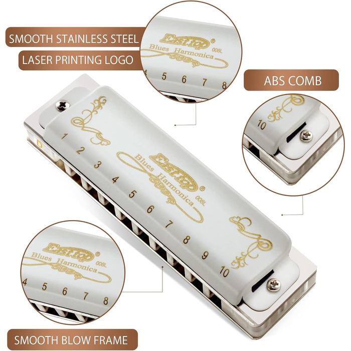 Гармошка губна діатонічна East Top T008L, C Key (10 отворів) для професіоналів, початківців, дорослих та дітей