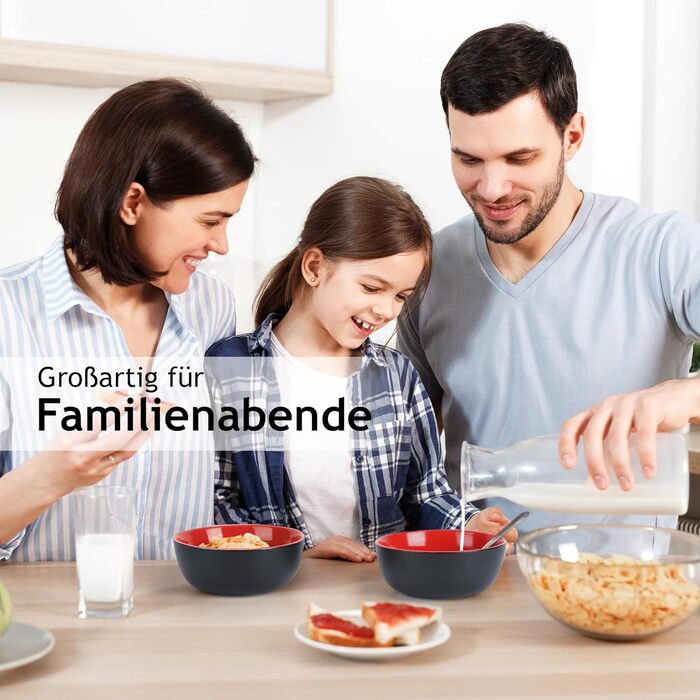 MIAMIO Сервіз для 6 осіб з 30 частин з кераміки, сервіз з тарілок, мисок, чашок та супових тарілок, колекція Le Papillon (Червоний)