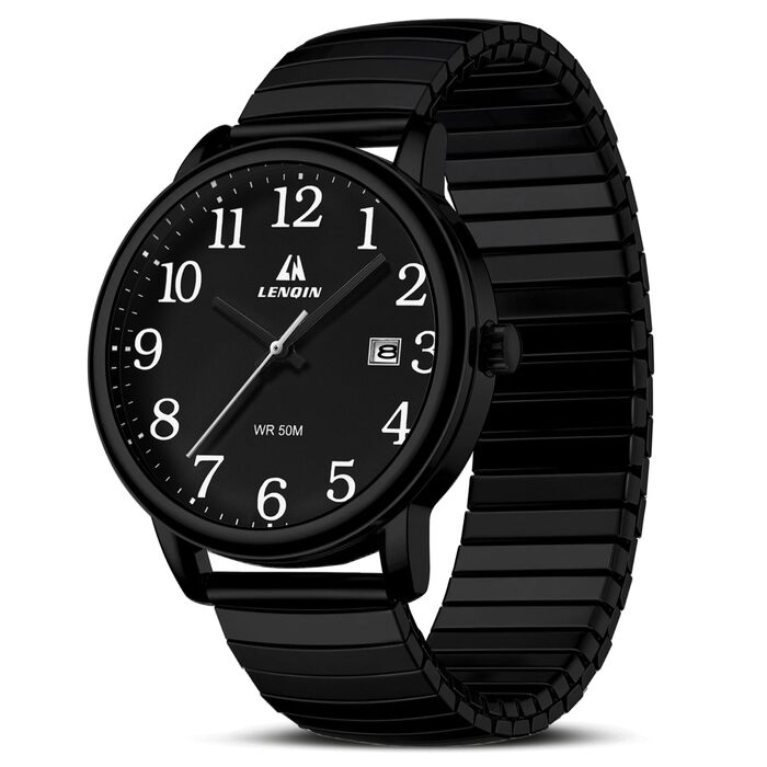 Чоловічий годинник: аналоговий кварцовий годинник з датою, водонепроникний, 38 мм, чорний. Стильний годинник для бізнесу та повсякденного носіння