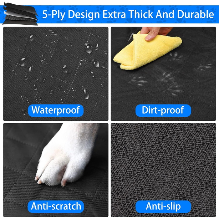 Захист для багажника автомобіля для собак, килимок для багажника, універсальний, водовідштовхуючий, сірий, 185x150 см