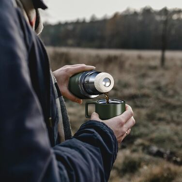 Термокружка-термос 850 мл з чашкою, нержавіюча сталь, з ізоляцією, для напоїв, 12 годин теплий/24 години холодний, без BPA, для відпочинку на природі, кемпінгу (зелений)