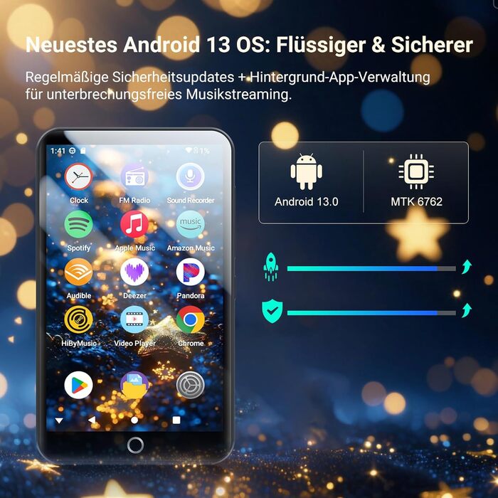 MP3 плеєр Mechen 160GB з Wi-Fi, Bluetooth, Android 13, 4