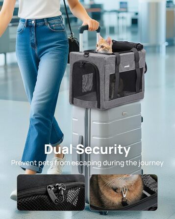 Транспортна сумка для котів Pecute Katzentasche: міцна переноска для домашніх тварин, легка, складана, для котів та маленьких собак, ідеальна для подорожей та до ветеринара, до 4 кг, сіра, 44 x 23 x 30 см