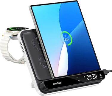 Бездротова зарядка SwanScout 30W для Samsung Galaxy Z Fold 7/S25 Ultra/S25, iPhone 17/16, Galaxy Watch 8/7/6 – швидка зарядка